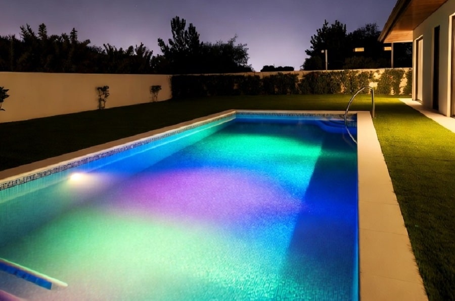 نورپردازی استخر با چراغ RGB